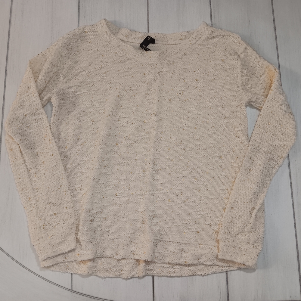 Women's Small Jessica Simpson Cream Knit Top with Gold Sequins
